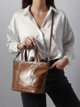 Handtas Cabas Cuir Leder Vanessa bruno Bruin cabas cuir 82V40435-vue-porte